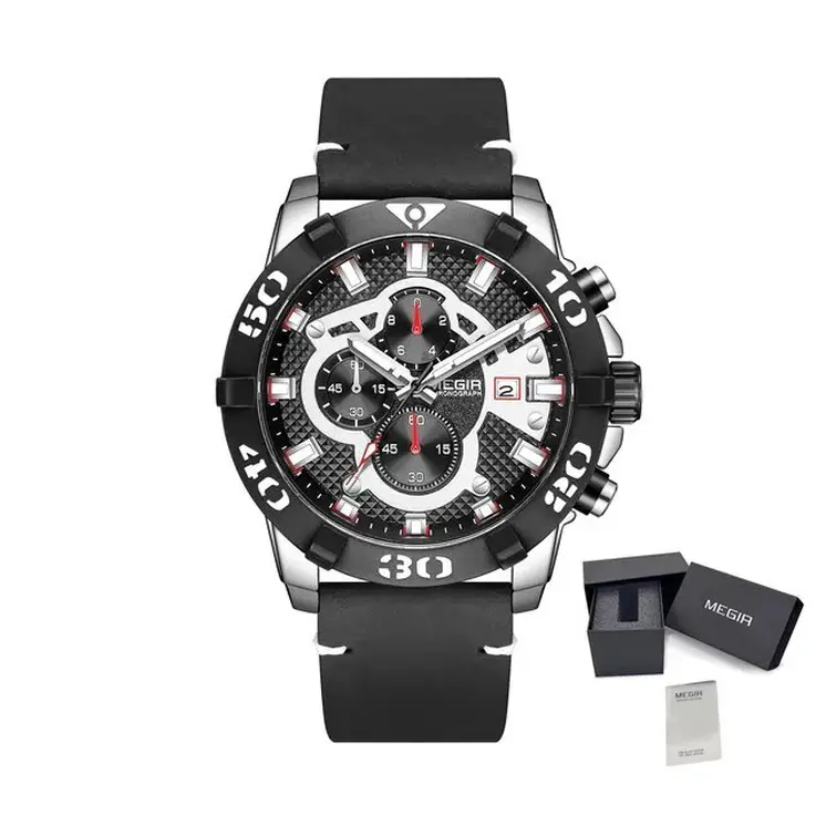 MEGIR Men Watches Fashion Luxury Big Dial Sports Watches Waterproof Quartz Wristwatch Chronograph Man Casual Luminous Clock 2136