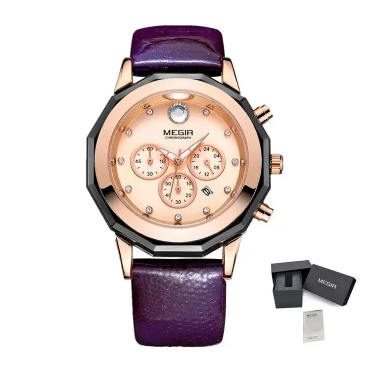 MEGIR Luxury Brand Women Bracelet Watches Ladies Fashion Quartz Sport Wristwatch Leather Dress Clock Chronograph Reloj Hombre