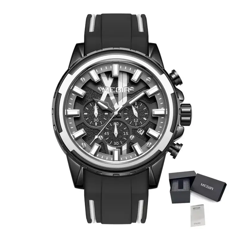 MEGIR New Sport Watch for Luxury Silicone Quartz Casual Wristwatch Waterproof Military Wrist Watch Man Clock Reloj Hombre 2133