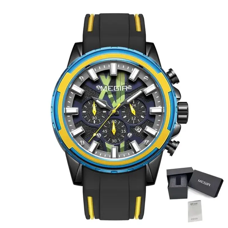 MEGIR New Sport Watch for Luxury Silicone Quartz Casual Wristwatch Waterproof Military Wrist Watch Man Clock Reloj Hombre 2133