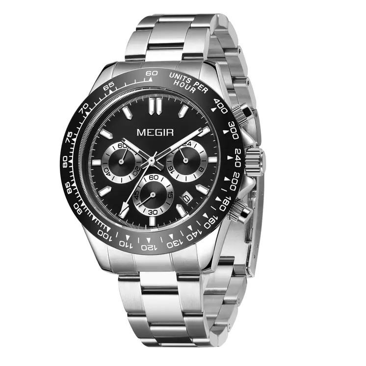 MEGIR Sports Mens Watches Top Brand Men Luxury Military Quartz Watch Silicone Luminous Chronograph Man Clock Wrist Watch 8104