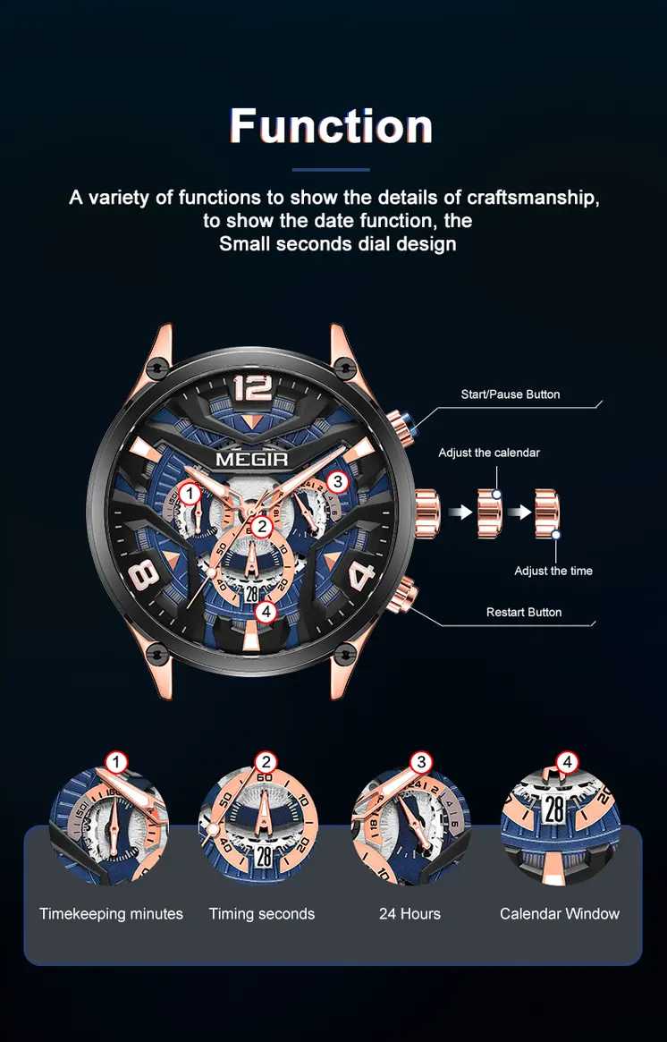 MEGIR Chronograph Men Watch Brand Luxury Military Watches Silicone Luminous Waterproof Date Man Wristwatch Sport Reloj Hombre