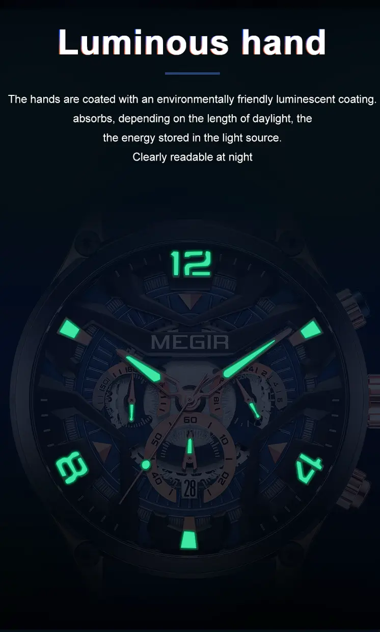 MEGIR Chronograph Men Watch Brand Luxury Military Watches Silicone Luminous Waterproof Date Man Wristwatch Sport Reloj Hombre