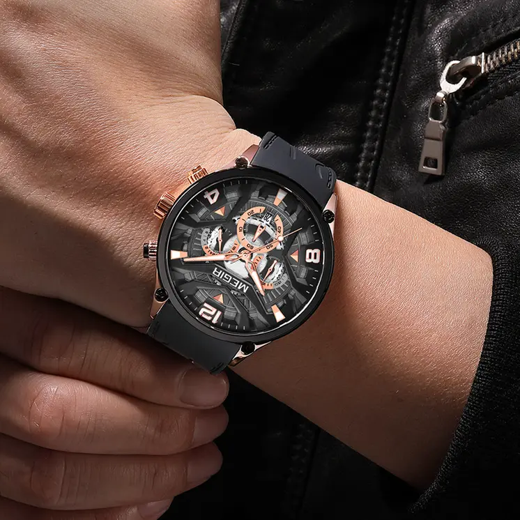 MEGIR Chronograph Men Watch Brand Luxury Military Watches Silicone Luminous Waterproof Date Man Wristwatch Sport Reloj Hombre