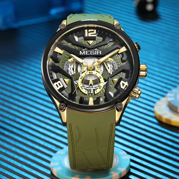 MEGIR Chronograph Men Watch Brand Luxury Military Watches Silicone Luminous Waterproof Date Man Wristwatch Sport Reloj Hombre