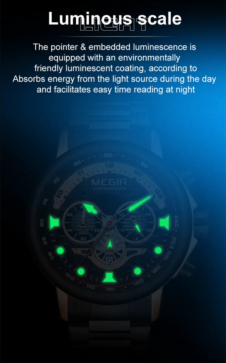 MEGIR Luxury Men Watches Stainless Steel Quartz Wristwatches Fashion Men Business Watch Clock Male Chronograph Relogio Masculino