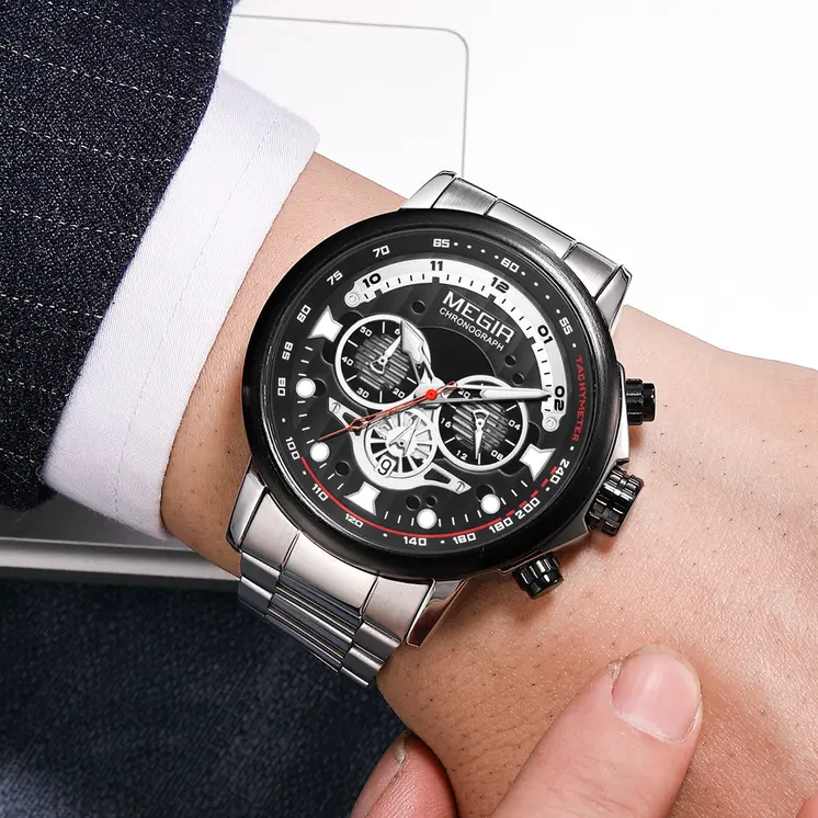 MEGIR Luxury Men Watches Stainless Steel Quartz Wristwatches Fashion Men Business Watch Clock Male Chronograph Relogio Masculino