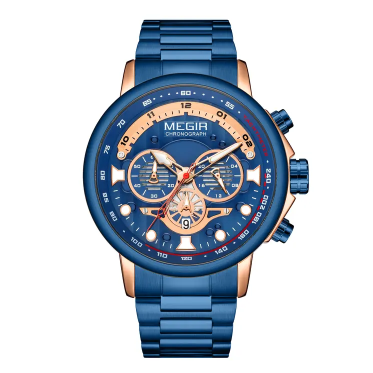 MEGIR Luxury Men Watches Stainless Steel Quartz Wristwatches Fashion Men Business Watch Clock Male Chronograph Relogio Masculino