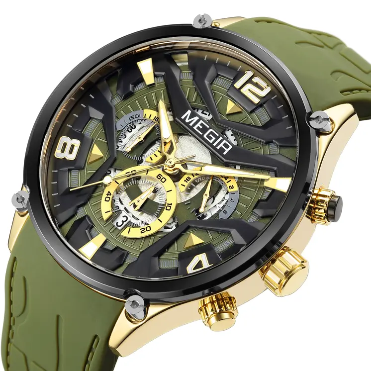 MEGIR Chronograph Men Watch Brand Luxury Military Watches Silicone Luminous Waterproof Date Man Wristwatch Sport Reloj Hombre