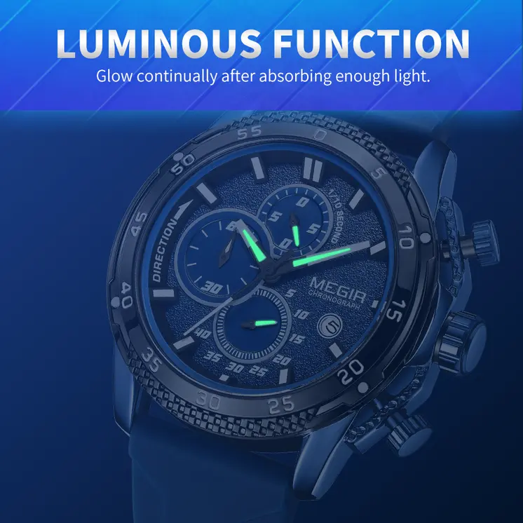 MEGIR Mens' Watches Luxury Fashion Military Sport Watch for Man Waterproof Luminous Silicone Quartz Wrist Watch Clock 2211