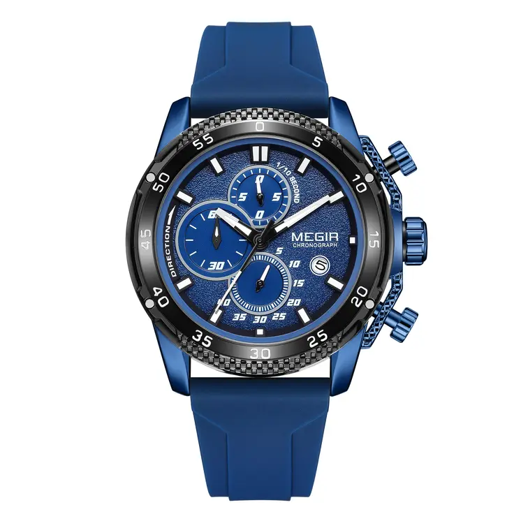 MEGIR Mens' Watches Luxury Fashion Military Sport Watch for Man Waterproof Luminous Silicone Quartz Wrist Watch Clock 2211