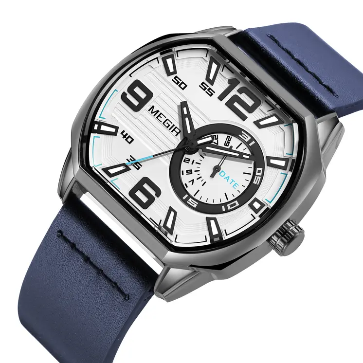 MEGIR Fashion Mens Watches Top Luxury Sport Military Watch Calendar Luminous Quartz Casual Man Wristwatch Clock Montre Homme