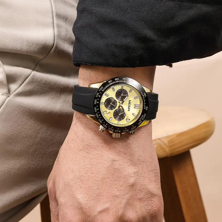 MEGIR Sports Mens Watches Top Brand Men Luxury Military Quartz Watch Silicone Luminous Chronograph Man Clock Wrist Watch 8104