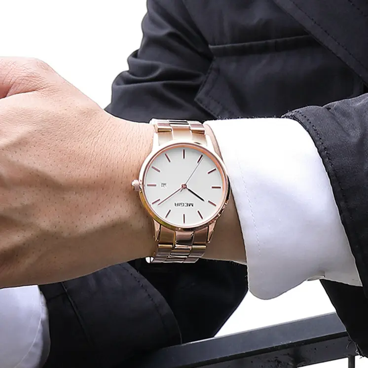 MEGIR Quartz Watch for Men Top Brand Luxury Steel Band Wristwatches Business Casual Date Clock Waterproof Relogio Masculino