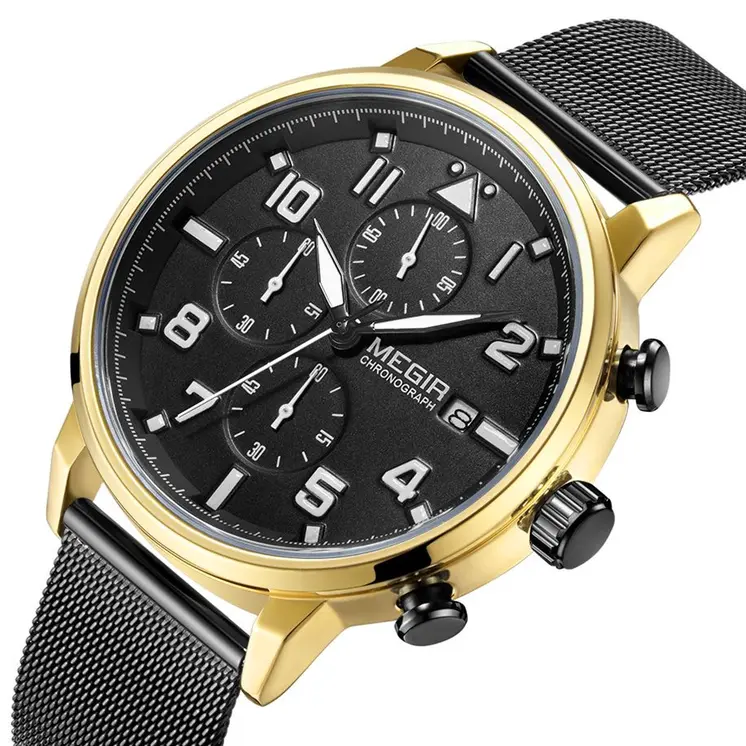 MEGIR Luxury Watches for Mens Casual Business Quartz Wrist Watch Calendar Date Man Clock Chronograph Relogio Masculino 2157