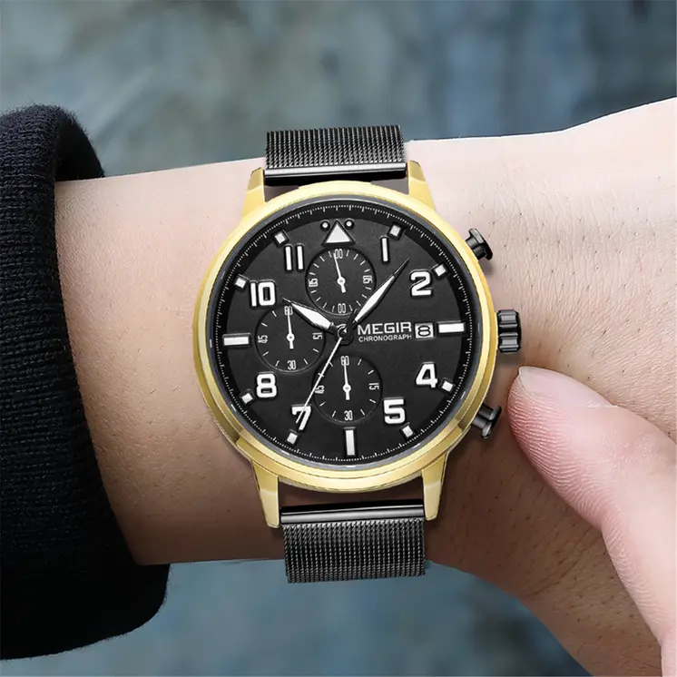 MEGIR Luxury Watches for Mens Casual Business Quartz Wrist Watch Calendar Date Man Clock Chronograph Relogio Masculino 2157