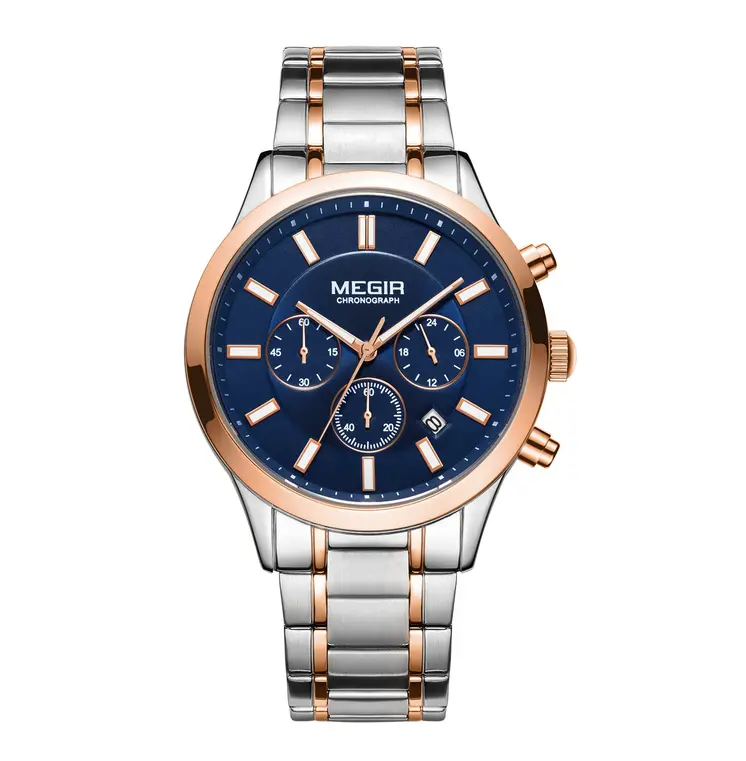 MEGIR Stainless Steel Waterproof Wrist Watches for Men Luminous Chronograph Business Quartz Men's Casual Clock Reloj Hombre