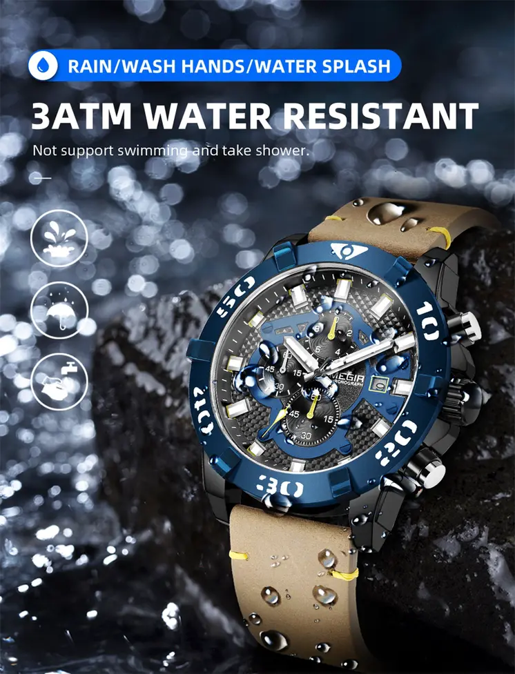 MEGIR Men Watches Fashion Luxury Big Dial Sports Watches Waterproof Quartz Wristwatch Chronograph Man Casual Luminous Clock 2136