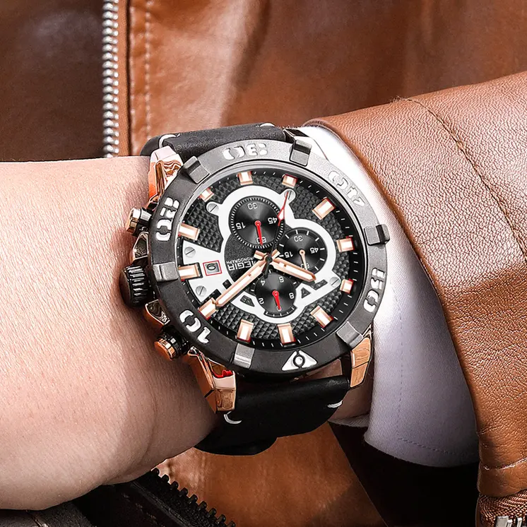 MEGIR Men Watches Fashion Luxury Big Dial Sports Watches Waterproof Quartz Wristwatch Chronograph Man Casual Luminous Clock 2136