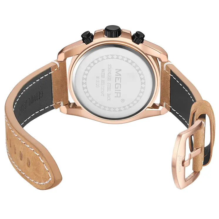 MEGIR Luxury Watch Men Military Sports Watches Leather Quartz Casual Chronograph Man WristWatch? Waterproof Date Clock 2120