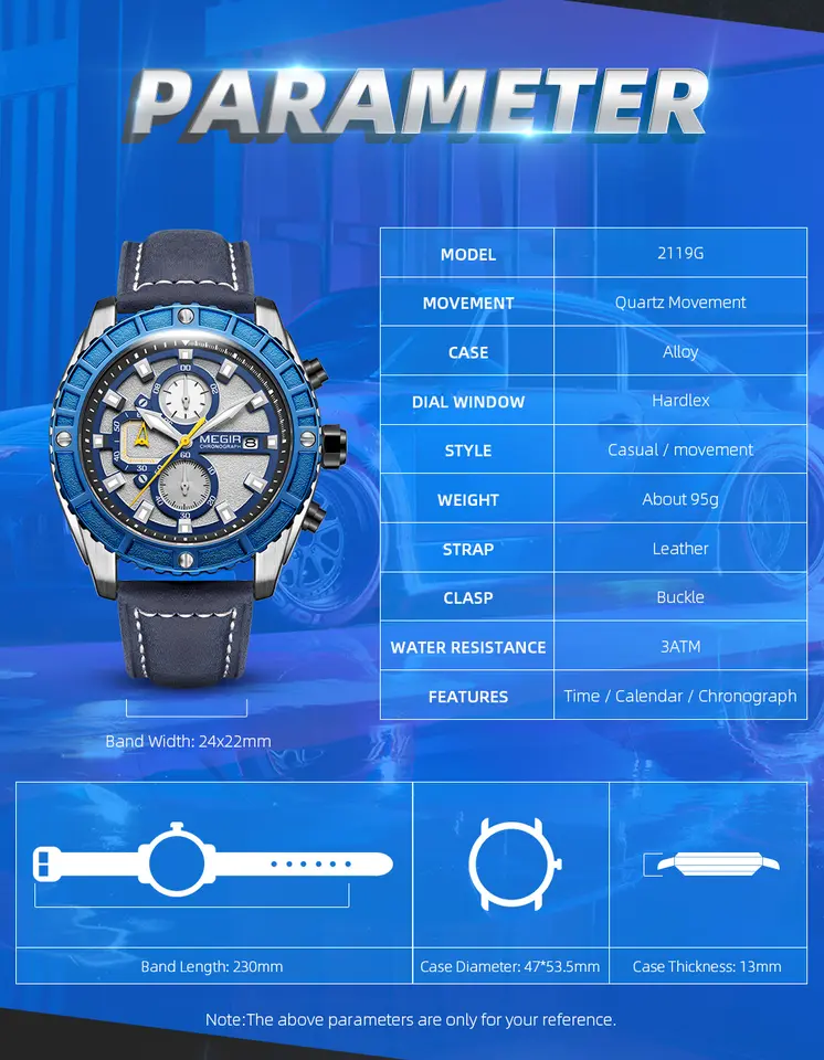MEGIR Watches Luxury Sport Military Watch for Mens Fashion Casual Quartz Wristwatch Luminous Clock Man Chronograph Reloj Hombre