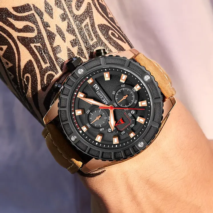 MEGIR Watches Luxury Sport Military Watch for Mens Fashion Casual Quartz Wristwatch Luminous Clock Man Chronograph Reloj Hombre
