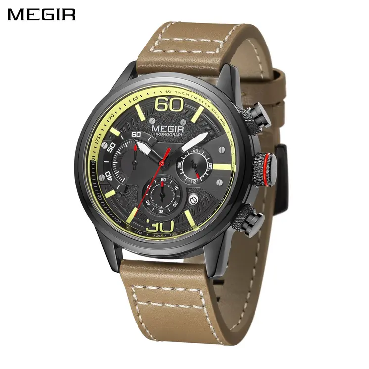 MEGIR Fashion Mens Watches Top Brand Luxury Sports Chronograph Quartz Wrist Watch Men Business Wristwatch Relogio Masculino 2110