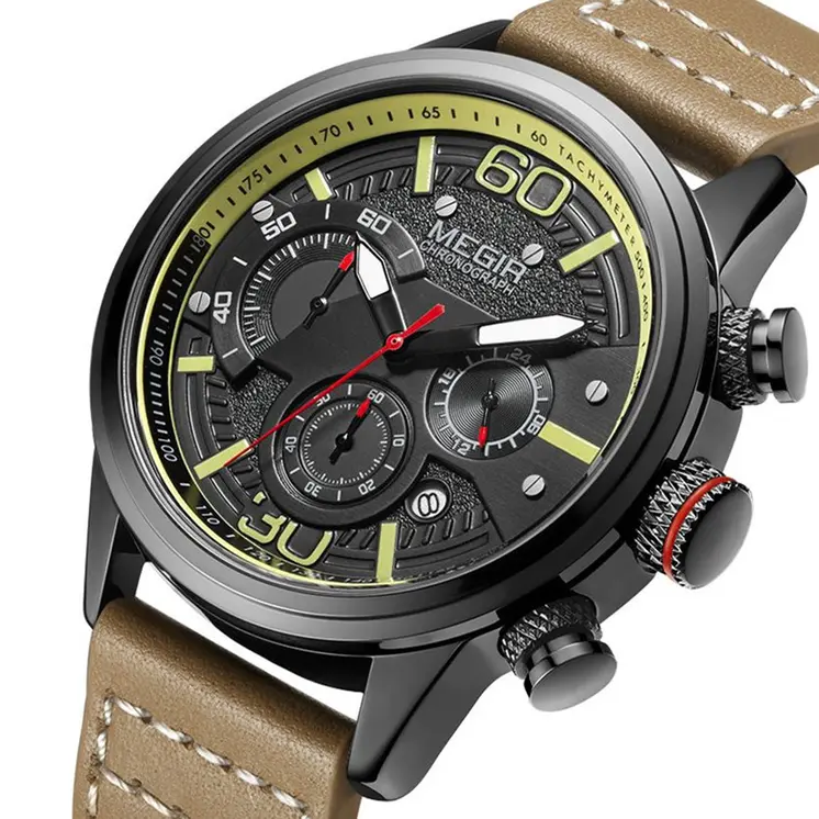 MEGIR Fashion Mens Watches Top Brand Luxury Sports Chronograph Quartz Wrist Watch Men Business Wristwatch Relogio Masculino 2110