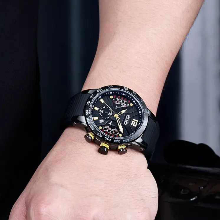MEGIR Men Watch Top Brand Luxury Sport Chronograph Fashion Casual Mens Quartz Watches Silicone Wristwatches Reloj Hombre 2106