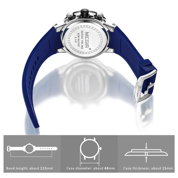 MEGIR Men Watch Top Brand Luxury Sport Chronograph Fashion Casual Mens Quartz Watches Silicone Wristwatches Reloj Hombre 2106