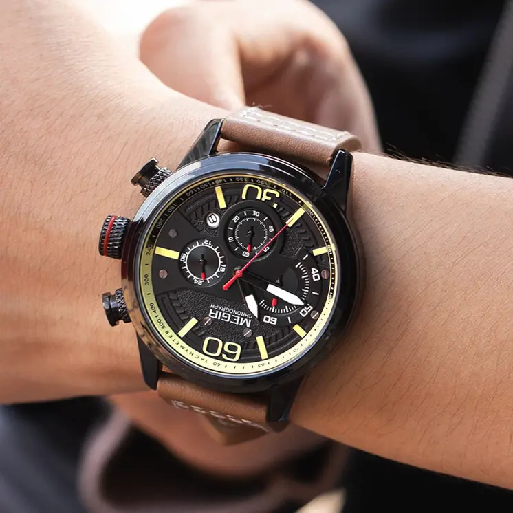MEGIR Fashion Mens Watches Top Brand Luxury Sports Chronograph Quartz Wrist Watch Men Business Wristwatch Relogio Masculino 2110