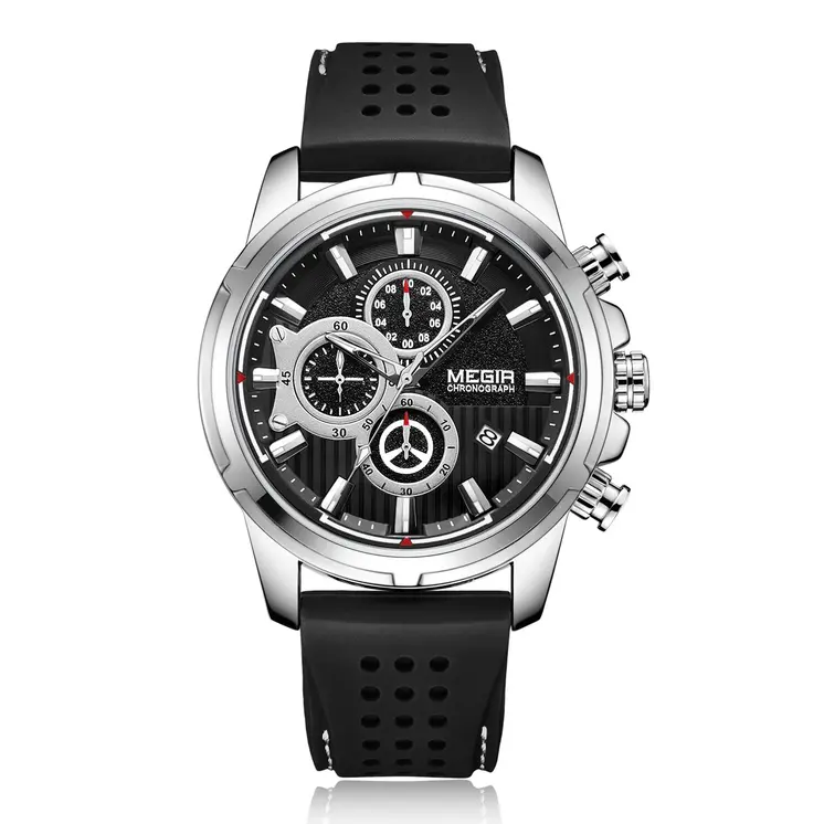 MEGIR Brand Luxury Sport Quartz Watch Silicone Chronograph Men Wristwatches Waterproof Male Calendar Clock Wrist Watch 2101
