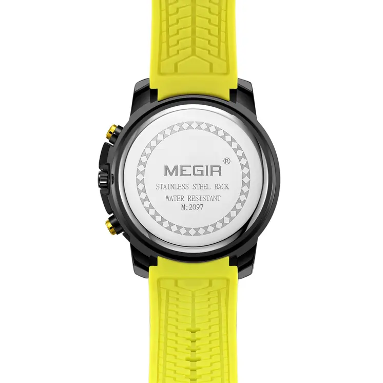 MEGIR Chronograph Mens Sport Watches with Silicone Band Big Dial Military Quartz Watch Men Clock Relogio Masculino Reloj Hombre