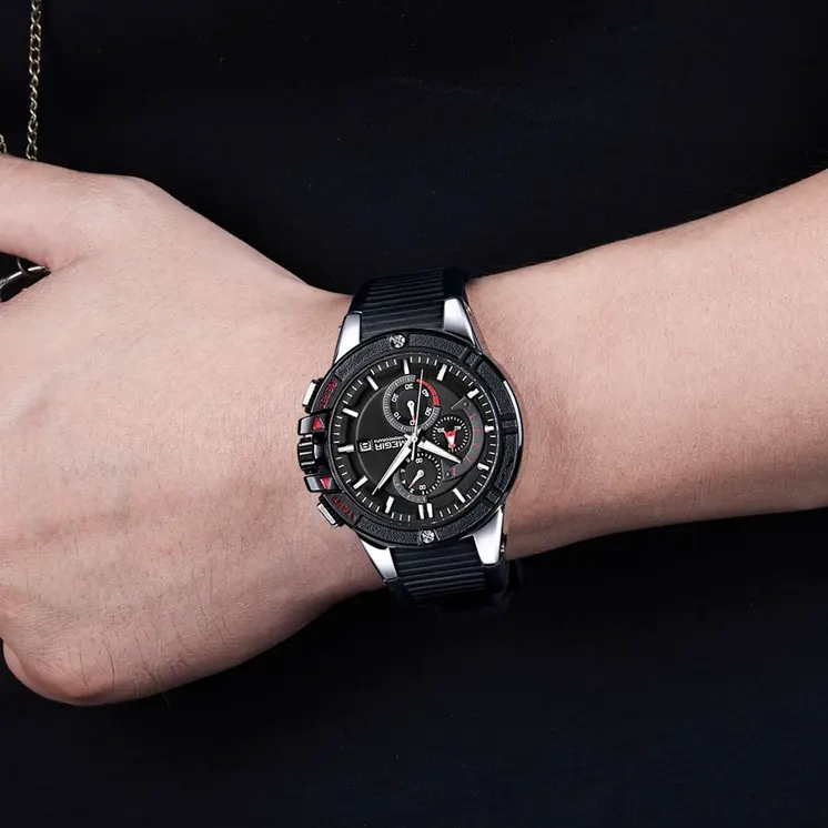 MEGIR Watches for Men Chronograph Fashion Luxury Sports Watches Silicone Strap Waterproof Calendar Quartz Man Clock Wristwatch
