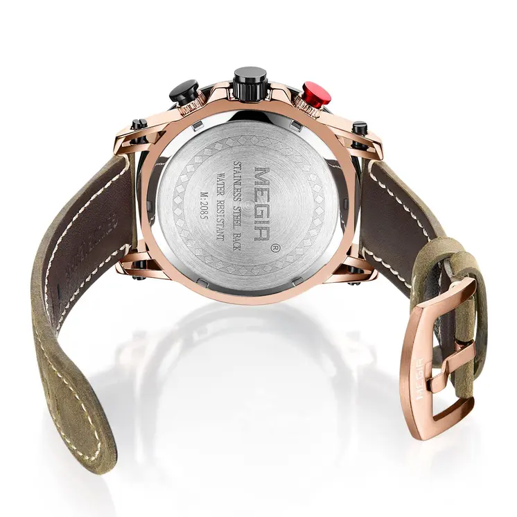 MEGIR Men Sports Watches Top Brand Luxury Leather Quartz Watch Men Clock Waterproof Army Military Wristwatches Relogio Masculino