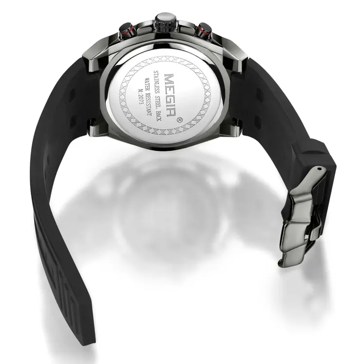 MEGIR Mens Watches Silicone Quartz Wrist Watch Chronograph Fashion Sport Business Wristwatch Luminous Male Clock Montre Homme