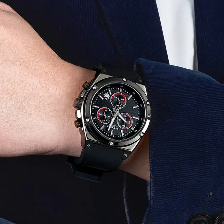 MEGIR Mens Watches Silicone Quartz Wrist Watch Chronograph Fashion Sport Business Wristwatch Luminous Male Clock Montre Homme