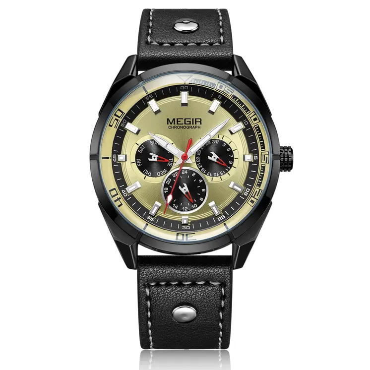 MEGIR Brand Quartz Men Watch Relogio Masculino Leather Strap Military Business Wrist Watches Men Clock Hour Time Man Chronograph
