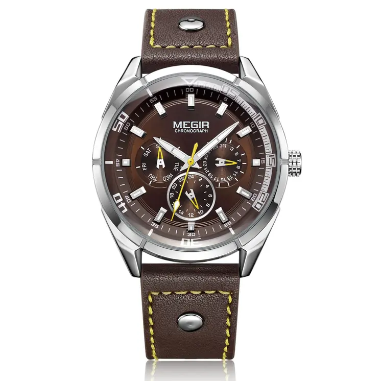 MEGIR Brand Quartz Men Watch Relogio Masculino Leather Strap Military Business Wrist Watches Men Clock Hour Time Man Chronograph