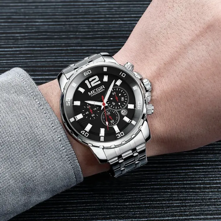 MEGIR Chronograph Quartz Men Watch Top Brand Luxury Military Wrist Watches Clock Men Relogio Masculino Business Wristwatch