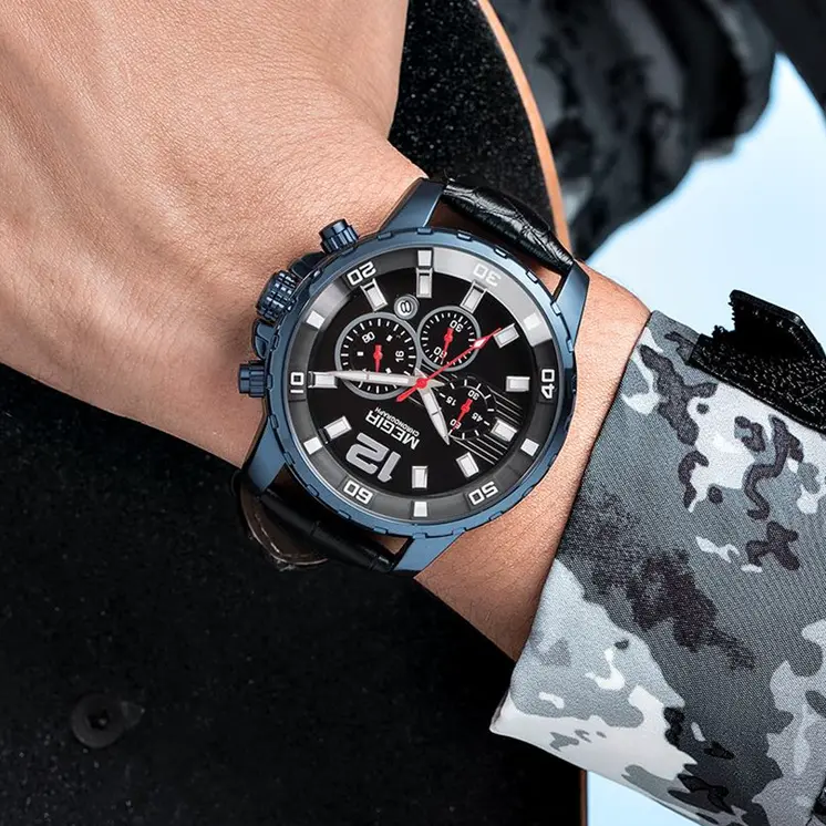 MEGIR Chronograph Quartz Men Watch Top Brand Luxury Military Wrist Watches Clock Men Relogio Masculino Business Wristwatch