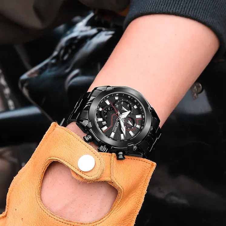 MEGIR Fashion Men Watches Luxury Business Watch for Men Stainless Steel Quartz Wrist Watch Calendar Date Clock Reloj Hombre 2065