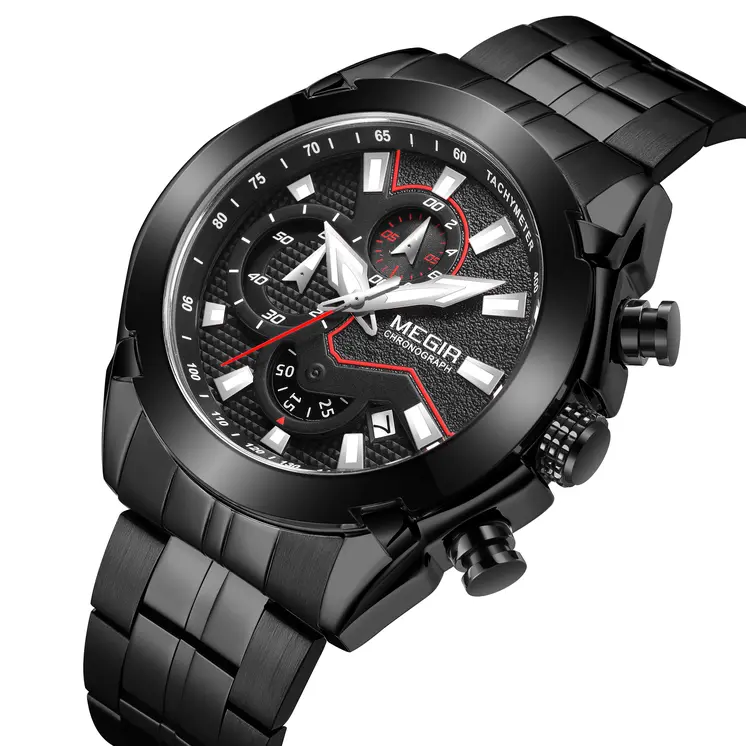 MEGIR Fashion Men Watches Luxury Business Watch for Men Stainless Steel Quartz Wrist Watch Calendar Date Clock Reloj Hombre 2065