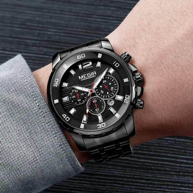 MEGIR Chronograph Quartz Men Watch Top Brand Luxury Military Wrist Watches Clock Men Relogio Masculino Business Wristwatch