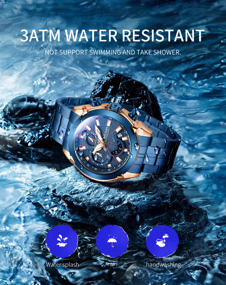 MEGIR Fashion Men Watches Luxury Business Watch for Men Stainless Steel Quartz Wrist Watch Calendar Date Clock Reloj Hombre 2065