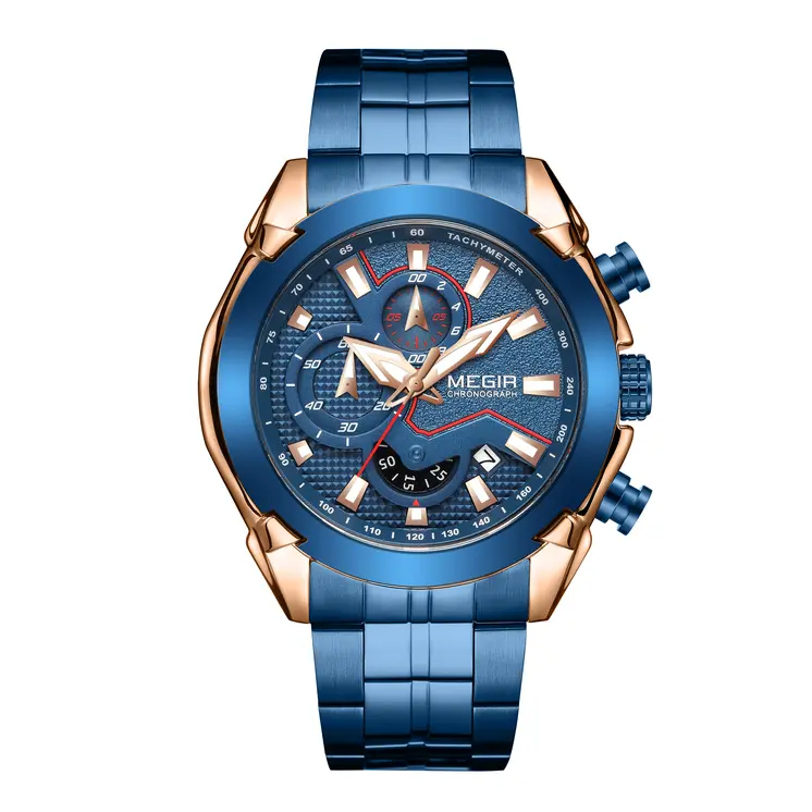 MEGIR Fashion Men Watches Luxury Business Watch for Men Stainless Steel Quartz Wrist Watch Calendar Date Clock Reloj Hombre 2065