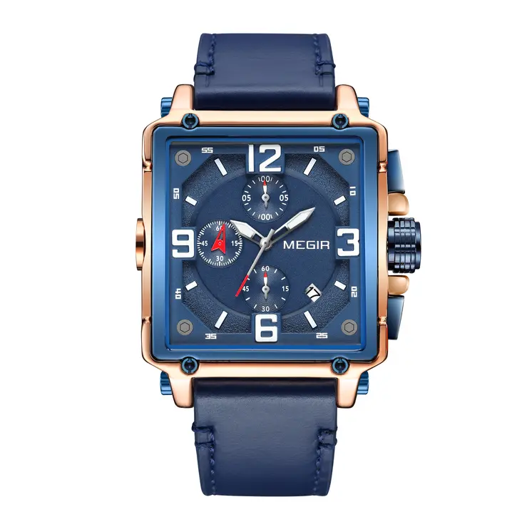 MEGIR Men Watch Top Brand Luxury Chronograph Quartz Watches Clock Men Leather Sport Army Military Wrist Watch Relogio Masculino