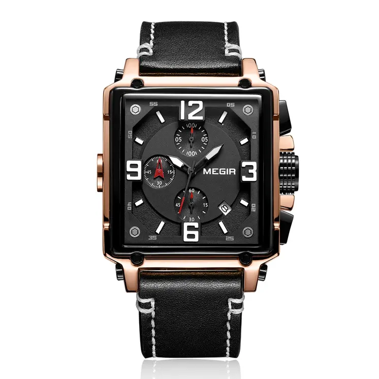 MEGIR Men Watch Top Brand Luxury Chronograph Quartz Watches Clock Men Leather Sport Army Military Wrist Watch Relogio Masculino
