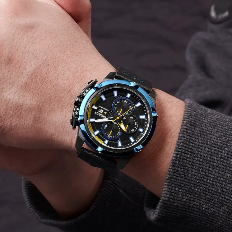 MEGIR Luxury Men's Watch Top Brand Fashion Sports Military Watches for Men Waterproof Quartz Wristwatch Leather Clock Man 2062