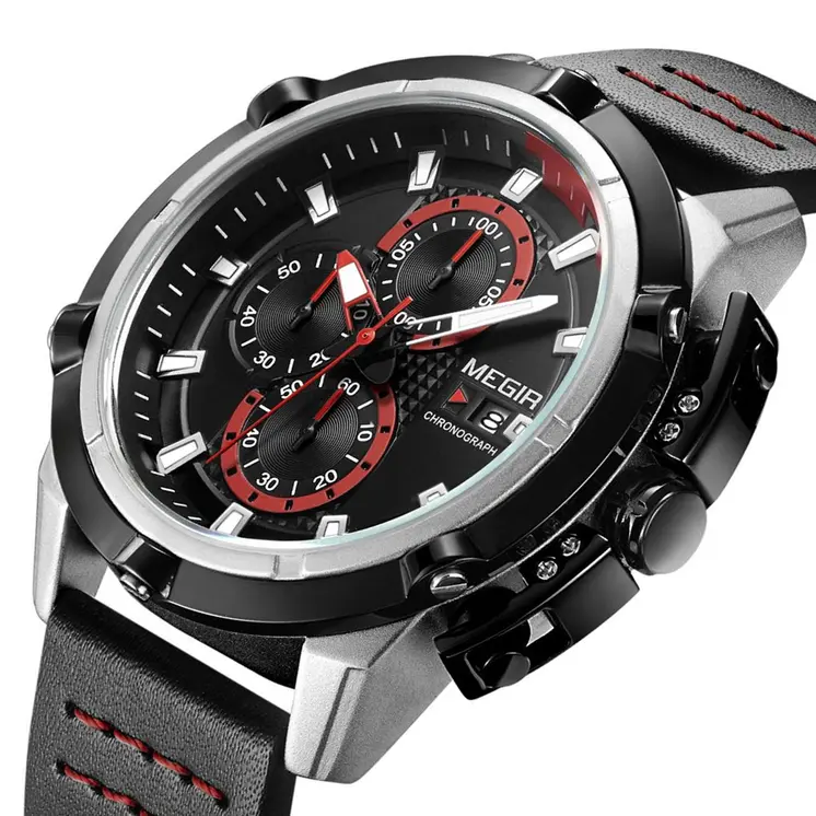 MEGIR Luxury Men's Watch Top Brand Fashion Sports Military Watches for Men Waterproof Quartz Wristwatch Leather Clock Man 2062